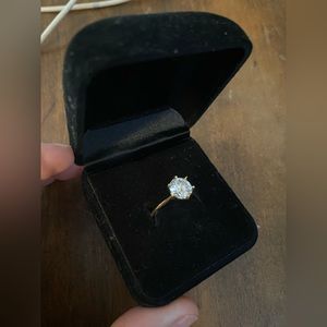 2ct certified, moissanite solitaire ring, size 7 Gold plated sterling, silver
